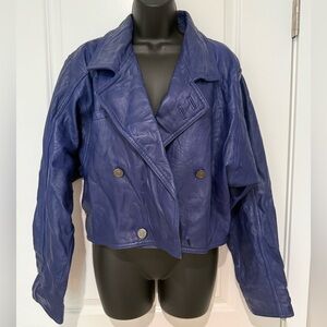 Disguise Double Breasted Cropped Leather Jacket